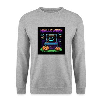 Games Ghost Ghost Halloween Pumpkin Bat - Unisex Sweatshirt - salt & pepper - Front - Alina (178cm) & Michal (187cm)