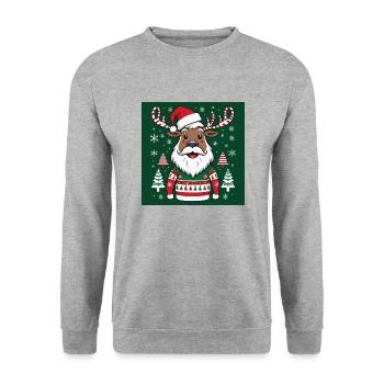 Rudolph Xmas Geschenke Weihnachten - Unisex Pullover - Weißgrau meliert - Vorne - Alina (178cm) & Michal (187cm)