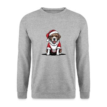 Santa Dog Santa Claus Dog Gift - Unisex Sweatshirt - salt & pepper - Front - Alina (178cm) & Michal (187cm)