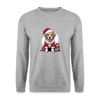 Santa Dog Santa Claus Dog Gift - Unisex Sweatshirt - salt & pepper - Front - Alina (178cm) & Michal (187cm)
