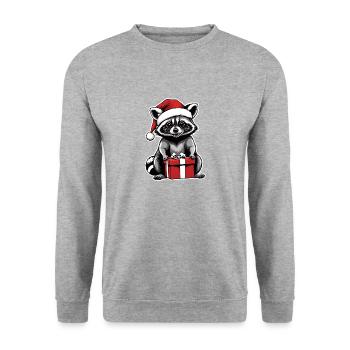 Cadeau de Noël du Père Noël raton laveur - Sweat-shirt Unisexe - gris chiné - Devant - Alina (178cm) & Michal (187cm)