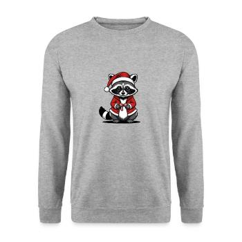 Cadeau de Noël du Père Noël raton laveur - Sweat-shirt Unisexe - gris chiné - Devant - Alina (178cm) & Michal (187cm)