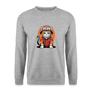 Chat Pompiers Chat Amour Chat Amoureux des Chats - Sweat-shirt Unisexe - gris chiné - Devant - Alina (178cm) & Michal (187cm)