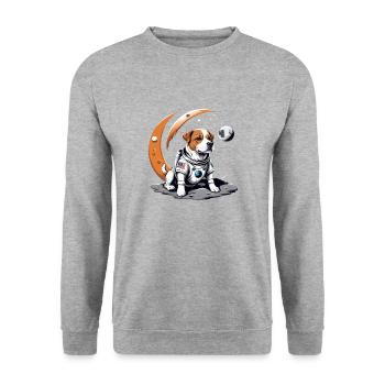 Hund Astronaut Dog Weltall Hundeliebe Geschenk - Unisex Pullover - Weißgrau meliert - Vorne - Alina (178cm) & Michal (187cm)