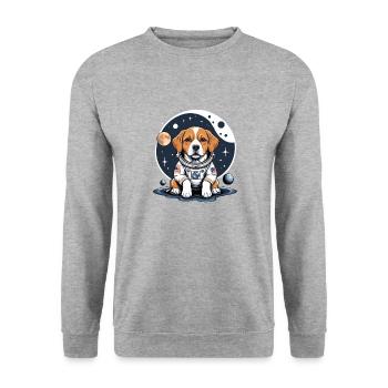 Hund Astronaut Dog Weltall Hundeliebe Geschenk - Unisex Pullover - Weißgrau meliert - Vorne - Alina (178cm) & Michal (187cm)