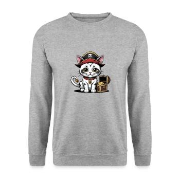 Pirate Chat Drôle Enfants Chemise Cadeau Pirate - Sweat-shirt Unisexe - gris chiné - Devant - Alina (178cm) & Michal (187cm)