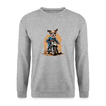 Motocross Vélo Chien Chien Cadeau Supermoto - Sweat-shirt Unisexe - gris chiné - Devant - Alina (178cm) & Michal (187cm)