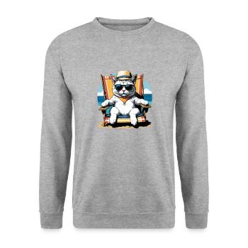 Vacances pour chats Vacances pour chats Vacances pour chats Île d’Hawaï - Sweat-shirt Unisexe - gris chiné - Devant - Alina (178cm) & Michal (187cm)