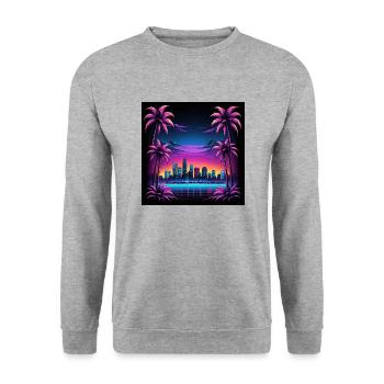 Rétro Ville Neon Couleur Cadeau Gaming Retro World - Sweat-shirt Unisexe - gris chiné - Devant - Alina (178cm) & Michal (187cm)