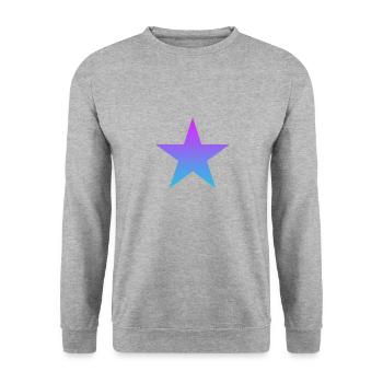 Stern Maske lila blau star mask - Unisex Pullover - Weißgrau meliert - Vorne - Alina (178cm) & Michal (187cm)