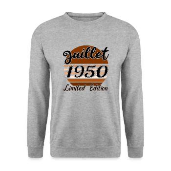 Juillet 1950 Limited édition | Bois Bruns - Sweat-shirt Unisexe - gris chiné - Devant - Alina (178cm) & Michal (187cm)