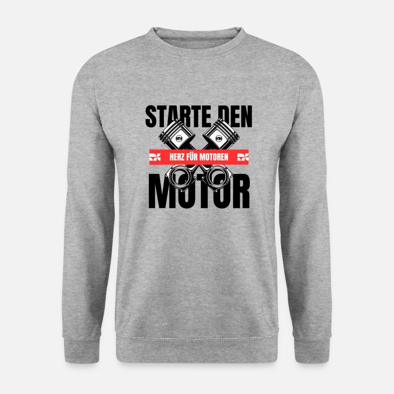 Starte den Motor - Unisex Pullover - Weißgrau meliert