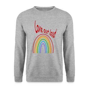 LGBT Regenbogen Rainbow gay schwul lesbisch pride - Unisex Pullover - Weißgrau meliert - Vorne - Alina (178cm) & Michal (187cm)