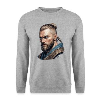 Wikinger Barbar Krieger - Unisex Pullover - Weißgrau meliert - Vorne - Alina (178cm) & Michal (187cm)