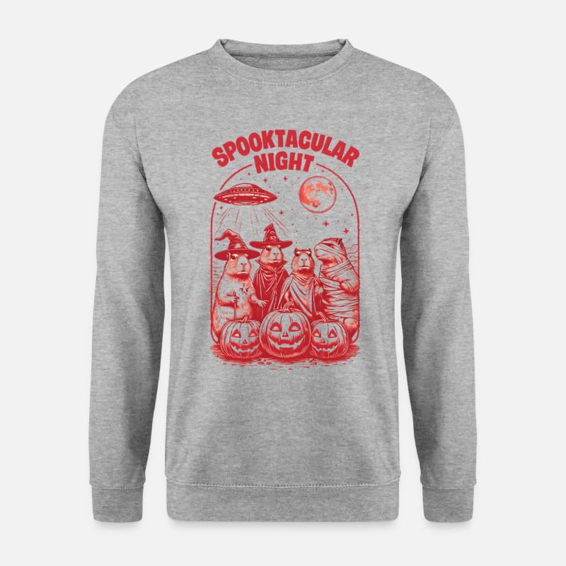 Halloween Capybara Ufo Geist Geschenkidee - Unisex Pullover - Weißgrau meliert
