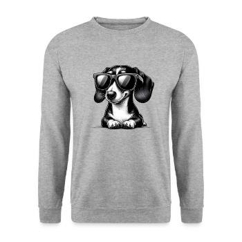 Cute dog with sunglasses - Unisex Sweatshirt - salt & pepper - Front - Alina (178cm) & Michal (187cm)