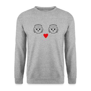 Playmobil Coeur Design Femmes - Sweat-shirt Unisexe - gris chiné - Devant - Alina (178cm) & Michal (187cm)