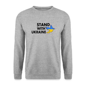 stand with ukraine - Unisex Pullover - Weißgrau meliert - Vorne - Alina (178cm) & Michal (187cm)