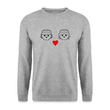 Playmobil Coeur Design Homme et Femme - Sweat-shirt Unisexe - gris chiné - Devant - Alina (178cm) & Michal (187cm)