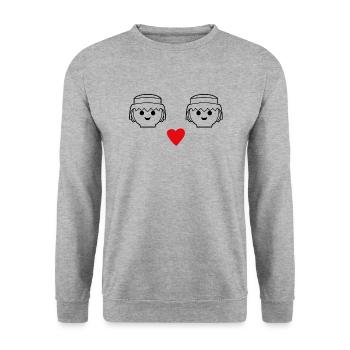 Playmobil Playmobil Coeur Design Hommes - Sweat-shirt Unisexe - gris chiné - Devant - Alina (178cm) & Michal (187cm)