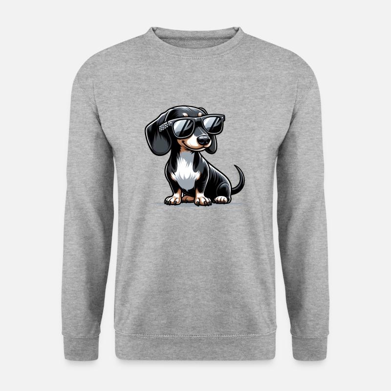 Süßer Dackel Hund - Unisex Pullover - Weißgrau meliert