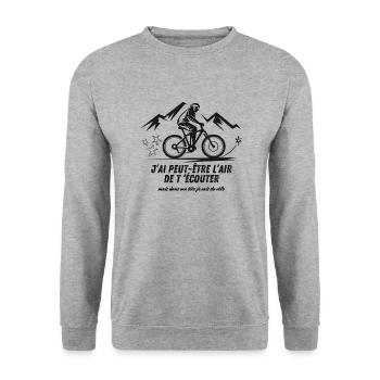 vélo, drôle, cadeau, noël, vélo de route, bmx, cou - Sweat-shirt Unisexe - gris chiné - Devant - Alina (178cm) & Michal (187cm)