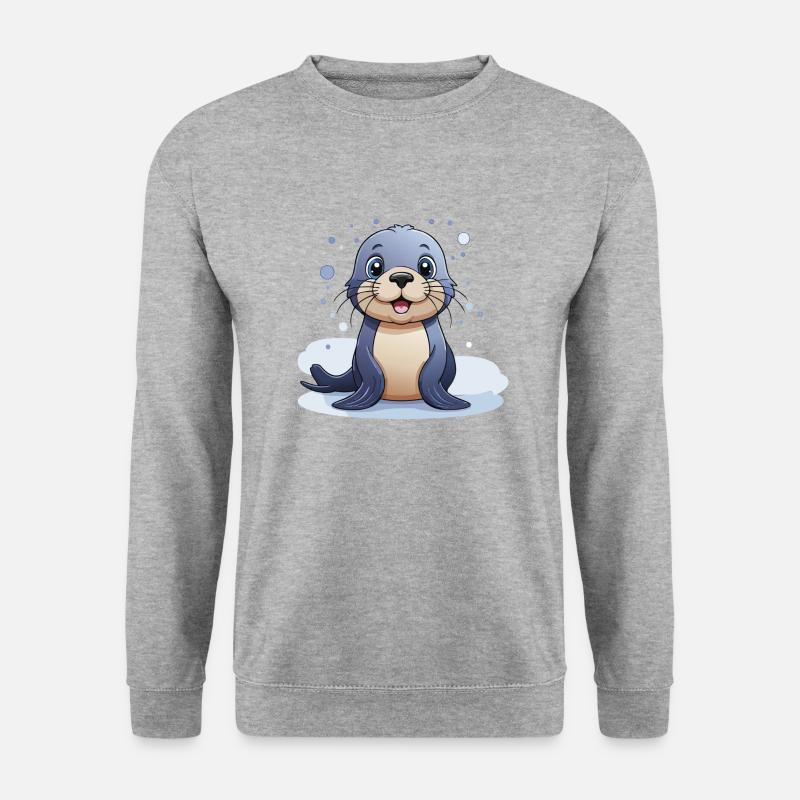 Robbchen – Spiel und Spaß im Wasser! - Unisex Pullover - Weißgrau meliert