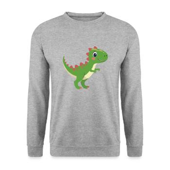 Düwex – The cool T-Rex with red spikes - Unisex Sweatshirt - salt & pepper - Front - Alina (178cm) & Michal (187cm)