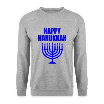 HAPPY HANUKKAH - Sweat-shirt Unisexe - gris chiné - Devant - Alina (178cm) & Michal (187cm)