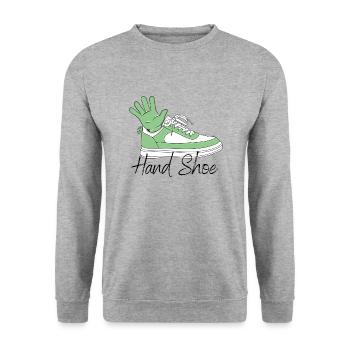 Handschuh - Hand Shoe - Unisex Pullover - Weißgrau meliert - Vorne - Alina (178cm) & Michal (187cm)