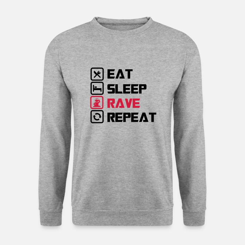 Schlaf Rave wiederholen - Unisex Pullover - Weißgrau meliert