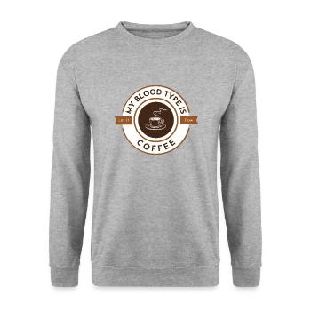 My blood type is coffee white - Unisex Sweatshirt - salt & pepper - Front - Alina (178cm) & Michal (187cm)