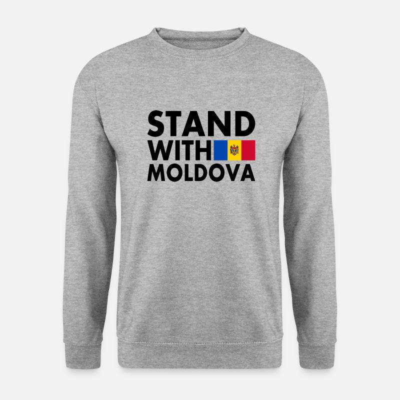 Stand with moldova - Unisex Pullover - Weißgrau meliert
