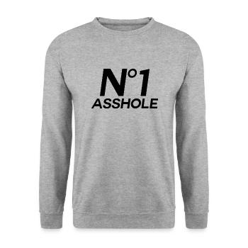 Number 1 Asshole For Sarcastic Assholes In Life - Unisex Pullover - Weißgrau meliert - Vorne - Alina (178cm) & Michal (187cm)