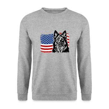 Chodský Pes US Amérique Drapeau Chiens Chien Wilsigns - Sweat-shirt Unisexe - gris chiné - Devant - Alina (178cm) & Michal (187cm)