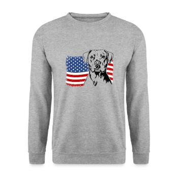 Dogue Argentin US Amérique Drapeau Chiens Wilsigns - Sweat-shirt Unisexe - gris chiné - Devant - Alina (178cm) & Michal (187cm)