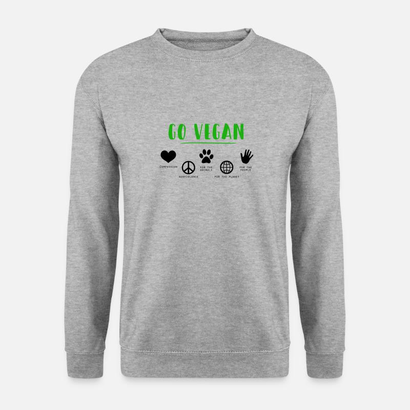 GO VEGAN - Unisex Pullover - Weißgrau meliert