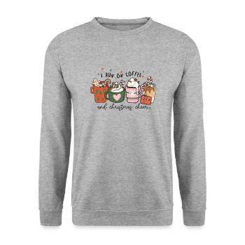 Ich laufe auf Kaffee und Weihnachtsstimmung - Unisex Pullover - Weißgrau meliert - Vorne - Alina (178cm) & Michal (187cm)