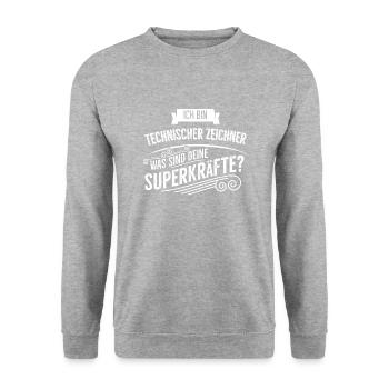 Technischer Zeichner - Unisex Pullover - Weißgrau meliert - Vorne - Alina (178cm) & Michal (187cm)