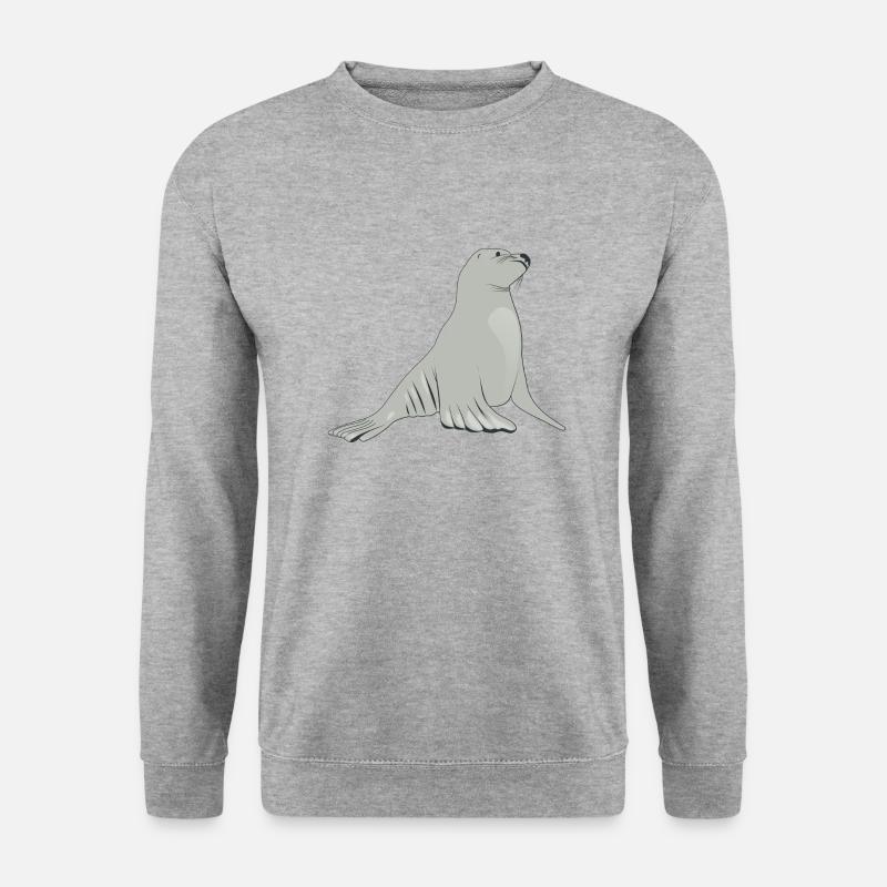 Seelöwe - Unisex Pullover - Weißgrau meliert