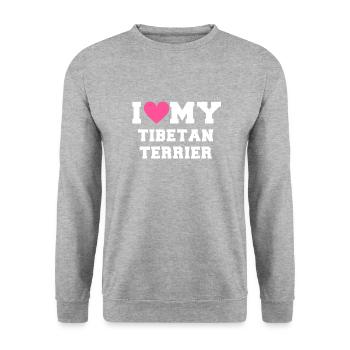 I love my Tibetan Terrier - Unisex Pullover - Weißgrau meliert - Vorne - Alina (178cm) & Michal (187cm)