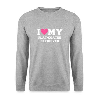 I love my Flat Coated Retriever - Unisex Pullover - Weißgrau meliert - Vorne - Alina (178cm) & Michal (187cm)