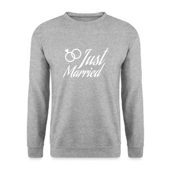 Juste mariés anneaux - Sweat-shirt Unisexe - gris chiné - Devant - Alina (178cm) & Michal (187cm)