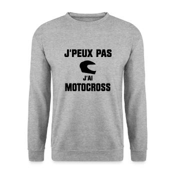 J'PEUX PAS JAI MOTOCROSS - Sweat-shirt Unisexe - gris chiné - Devant - Alina (178cm) & Michal (187cm)