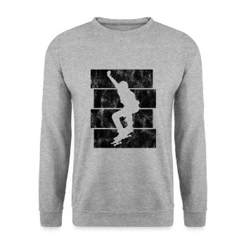 Skateboarder Skateboard Skater Skate Skateing - Sweat-shirt Unisexe - gris chiné - Devant - Alina (178cm) & Michal (187cm)