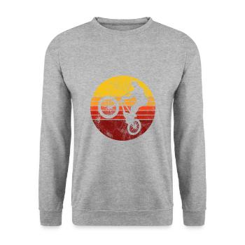 BMX Vélo Vélo Rétro Cadeau Vélo Motocross - Sweat-shirt Unisexe - gris chiné - Devant - Alina (178cm) & Michal (187cm)