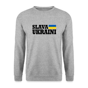 Slava ukraini - Unisex Sweatshirt - salt & pepper - Front - Alina (178cm) & Michal (187cm)