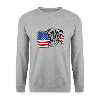Boxer US Amérique Drapeau Chiens Chien Wilsigns - Sweat-shirt Unisexe - gris chiné - Devant - Alina (178cm) & Michal (187cm)