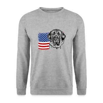 English Mastiff US America Flag Dogs Wilsigns - Unisex Sweatshirt - salt & pepper - Front - Alina (178cm) & Michal (187cm)