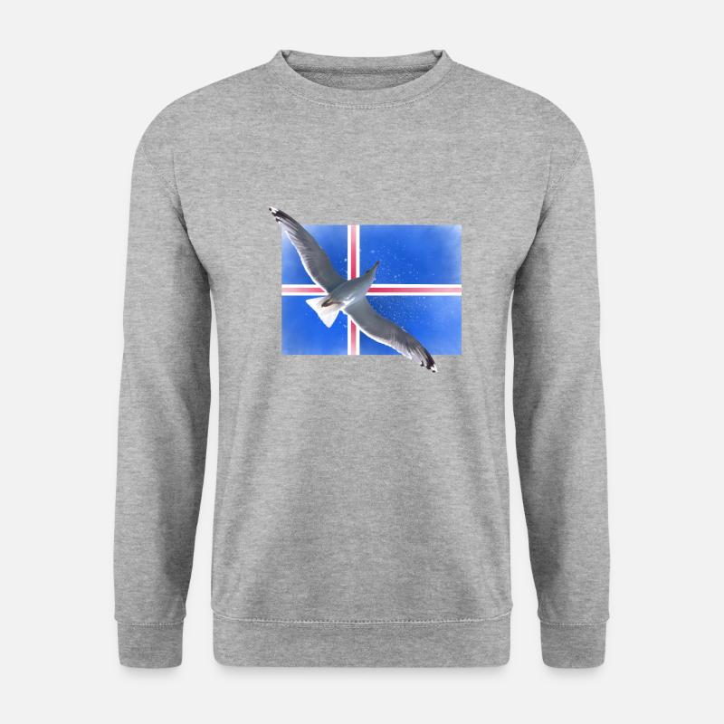 Iseland Möwe - Unisex Pullover - Weißgrau meliert